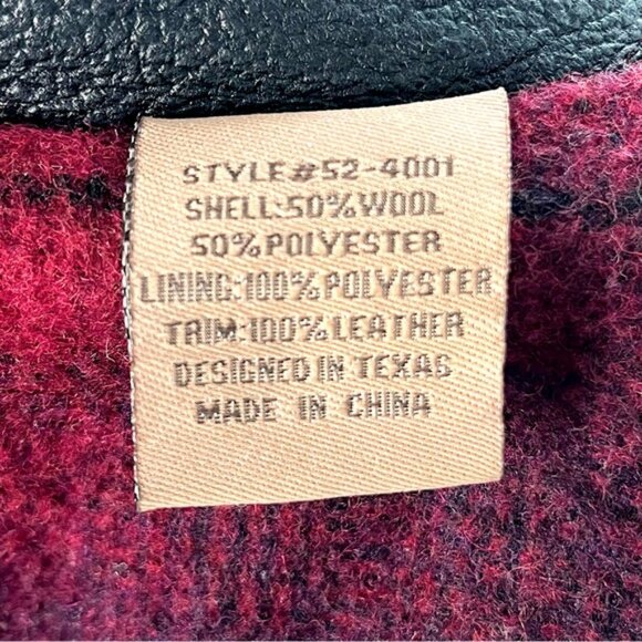 Powder River Outfitters Double Breasted Coat Wool Blend & Leather Collar Size L - Picture 8 of 12